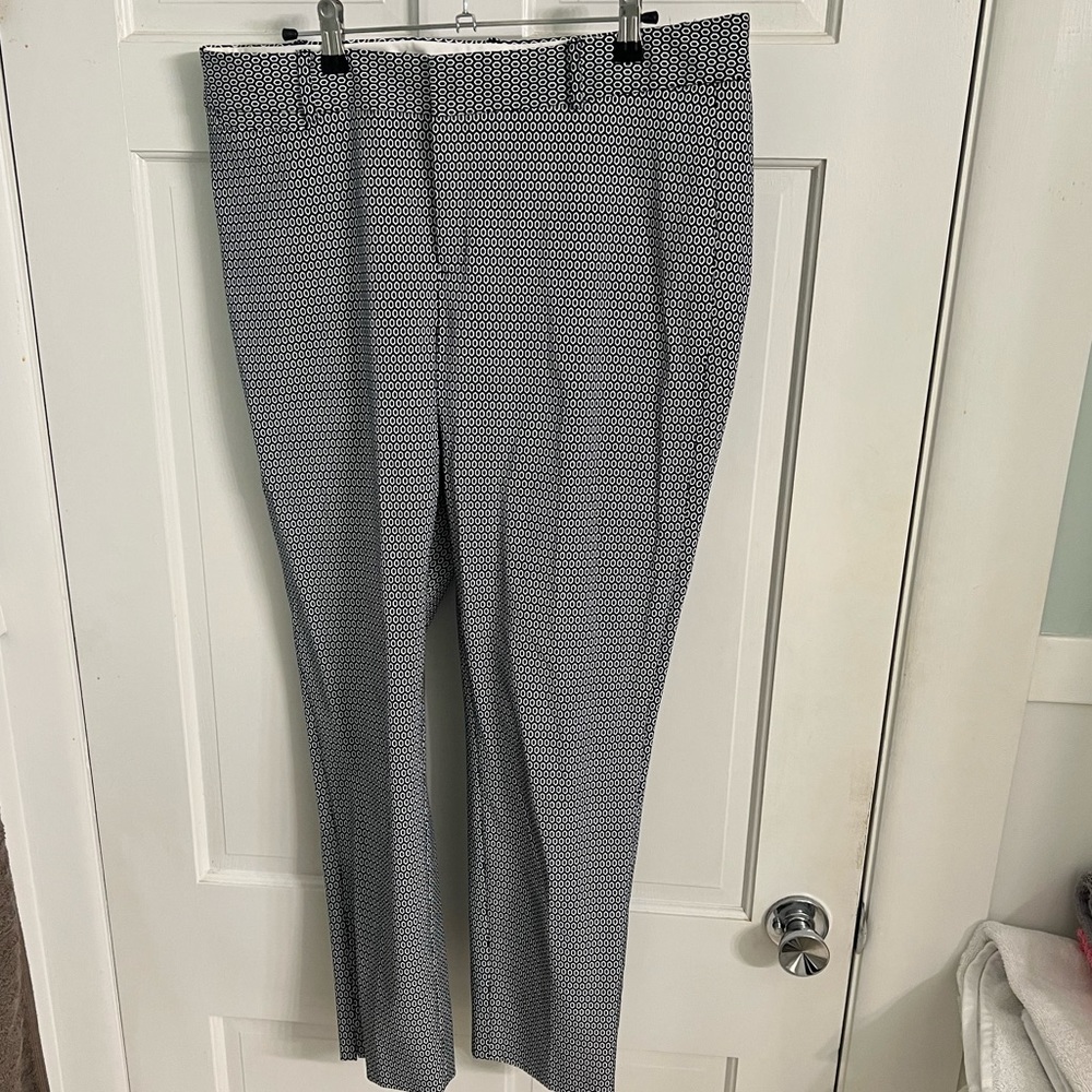 Navy Blue and White Cropped Trousers